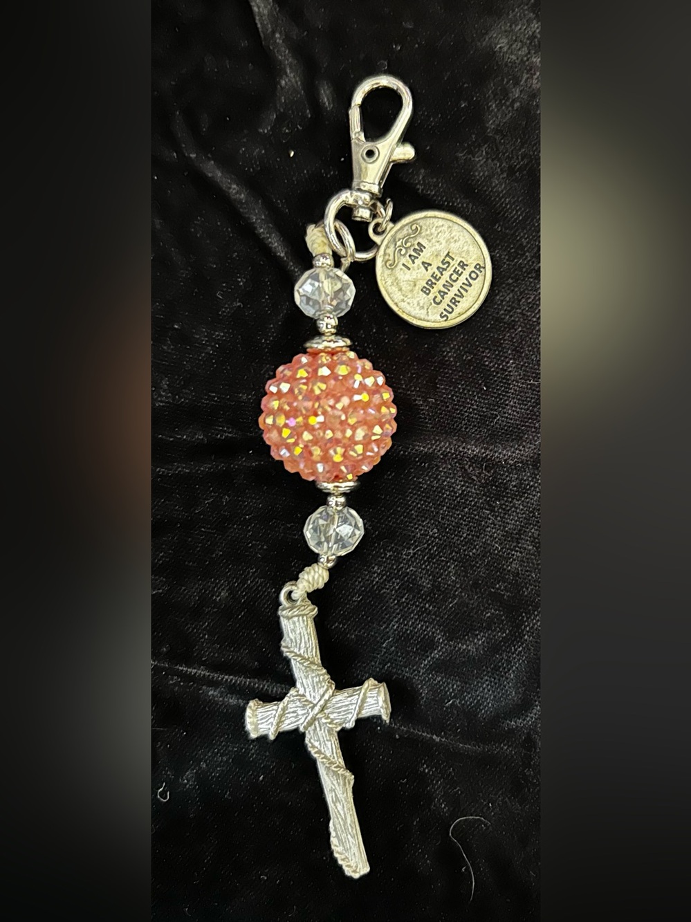 Breast Cancer survivor key ring w St Agatha - Picture 2 of 2